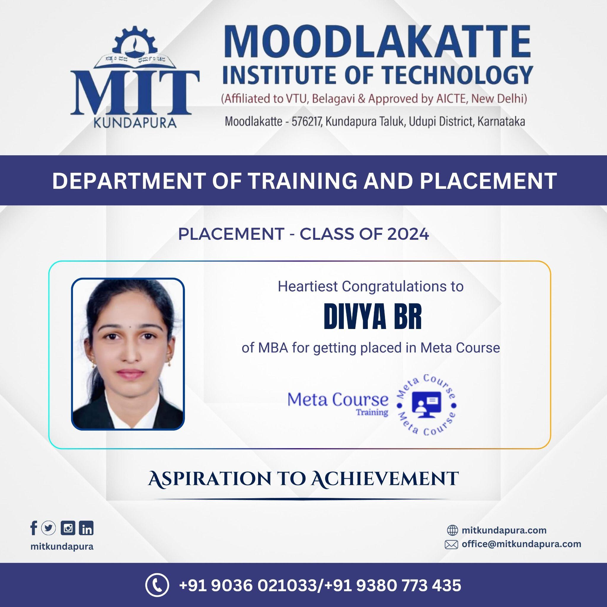 MITK MBA Students placement